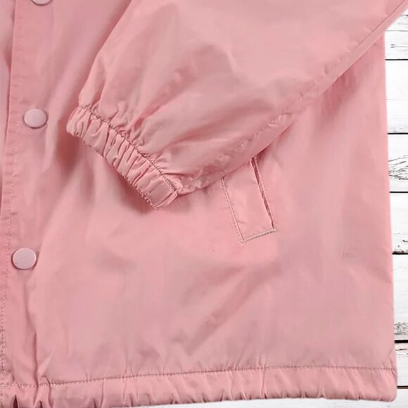 Obey Defiant Rose Pink Button Up Hooded Coach Windbreaker Size Medium - Picture 4 of 8